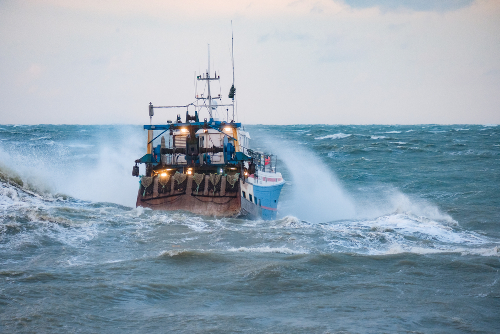 A boat in a storm