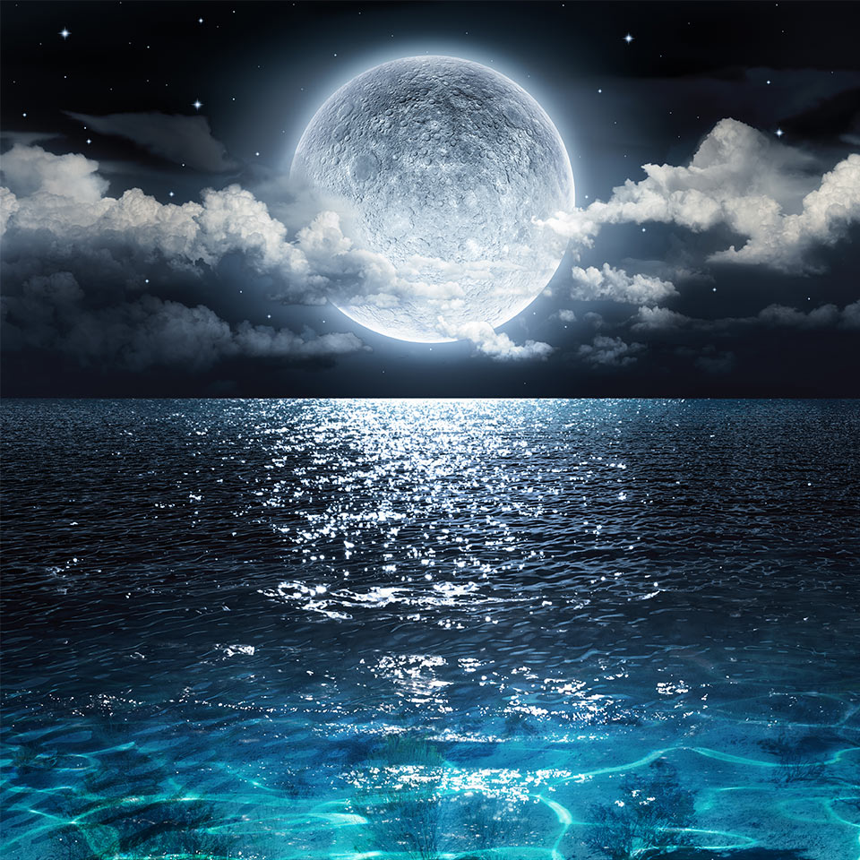 Full moon reflected on the ocean