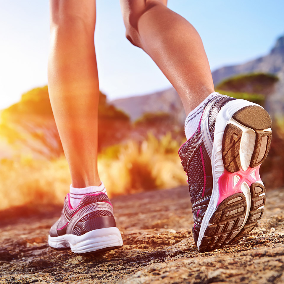 A woman's feet in running shoes