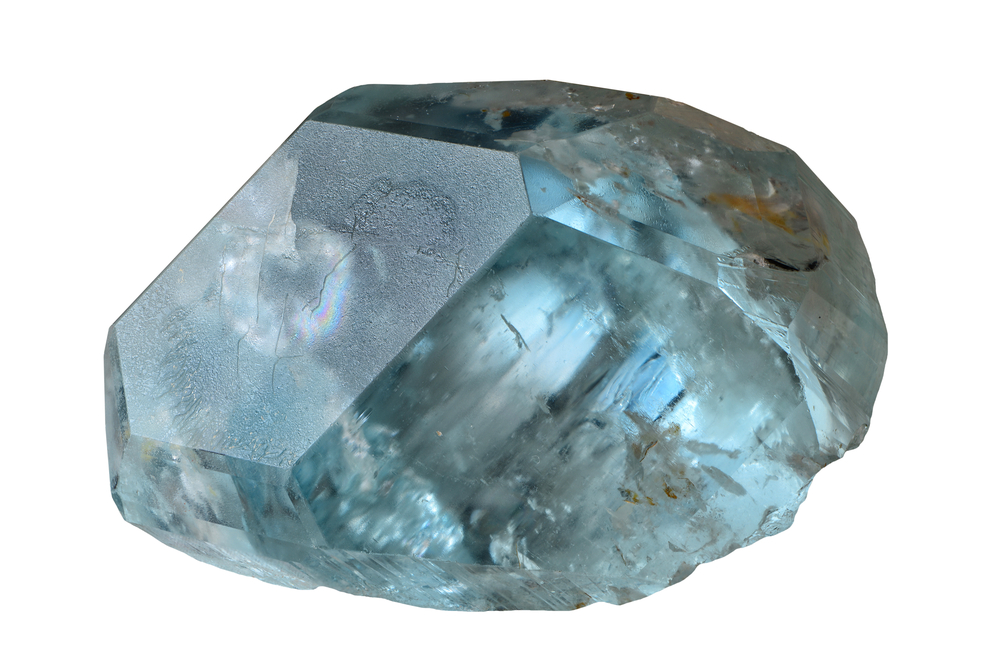 A piece of Blue Topaz on a white background
