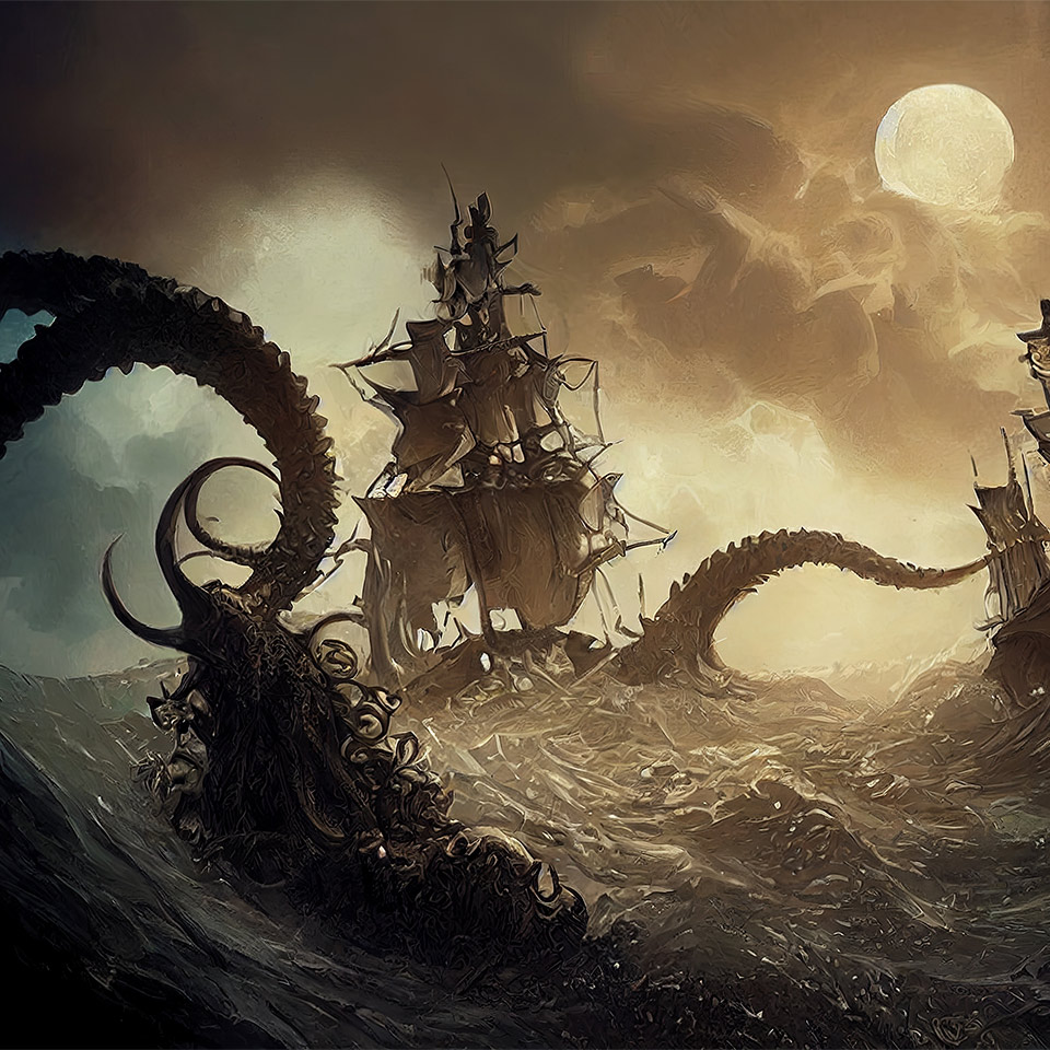 Kraken attacking a ship