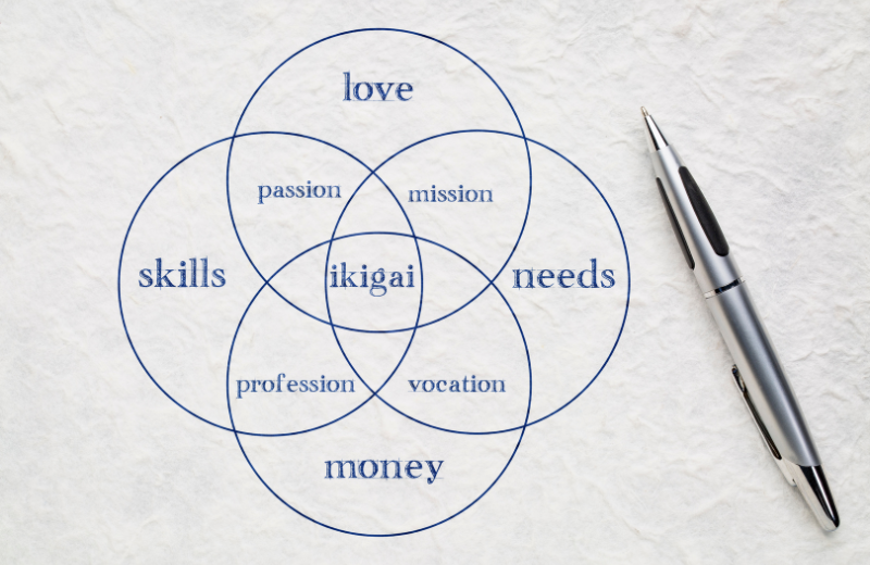 An image of the four-circle ikigai diagram.