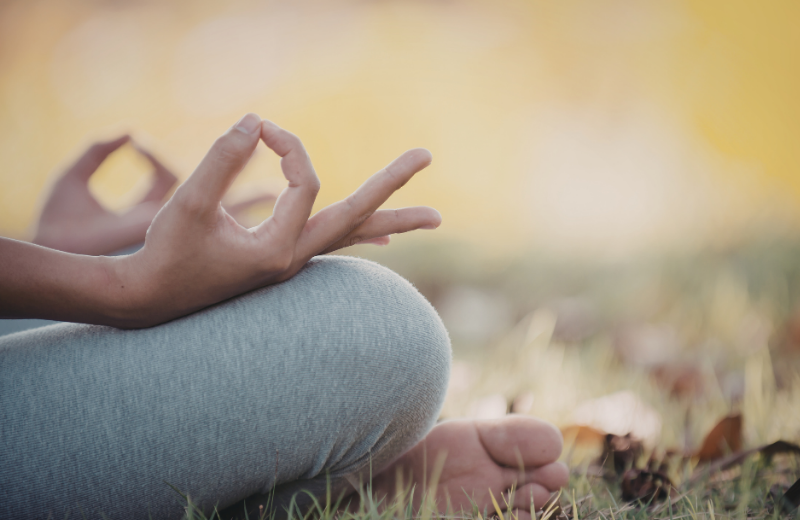 Meditation hands in nature