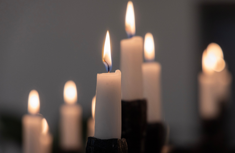 lit white candles