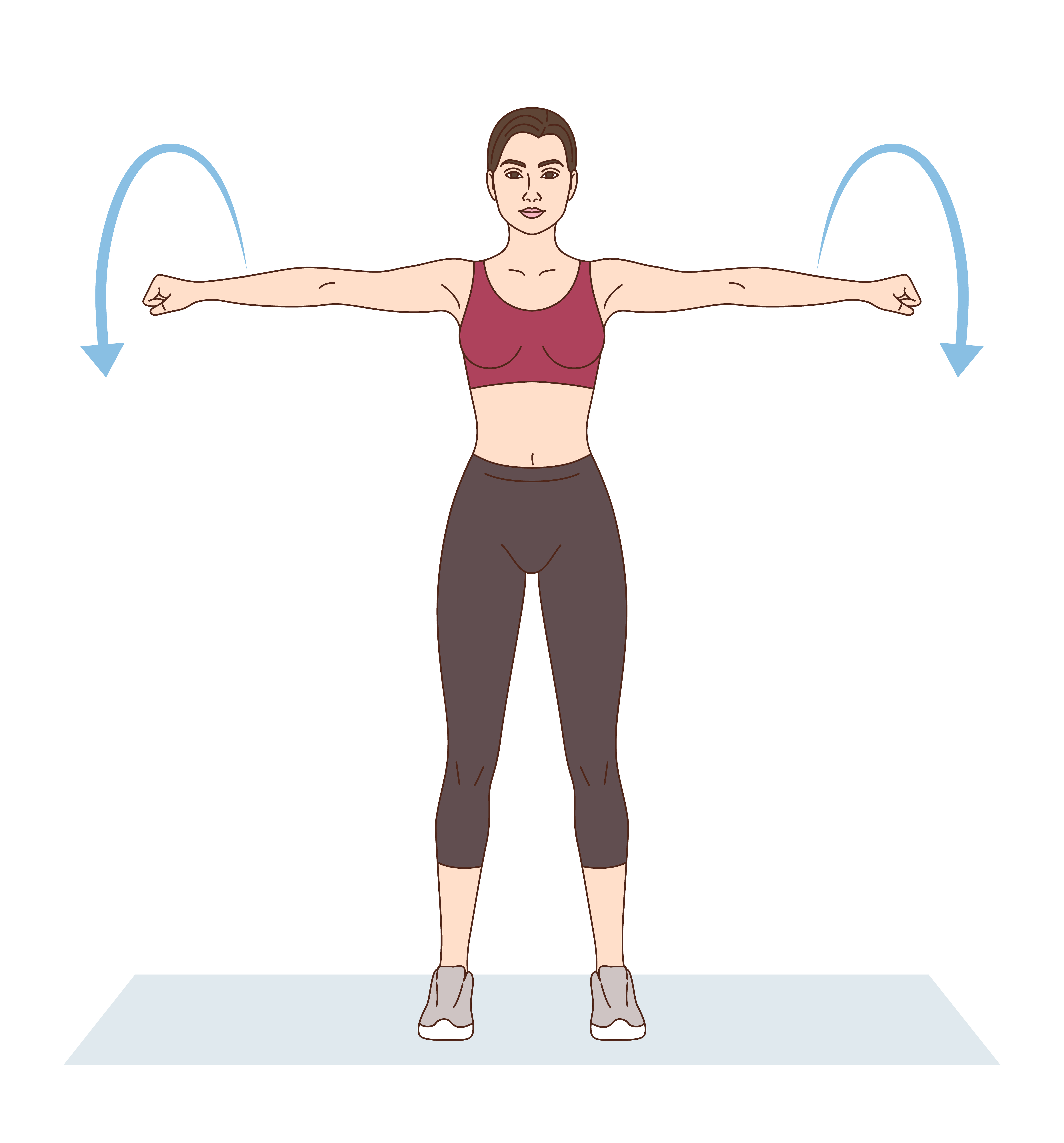 Woman doing arm circles workout cartoon