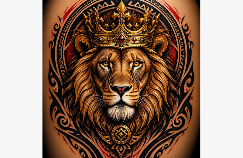 Lion With Crown Tattoo