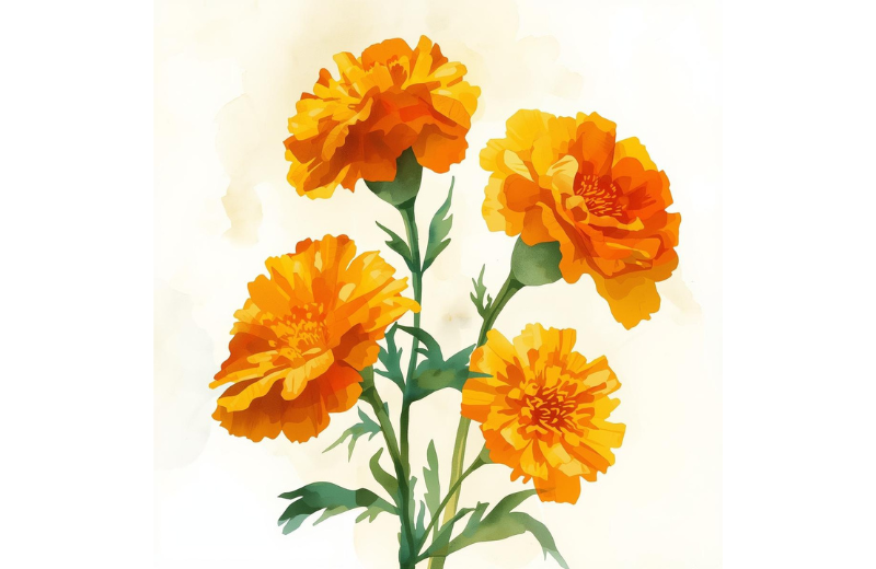 marigold birth flower artwork