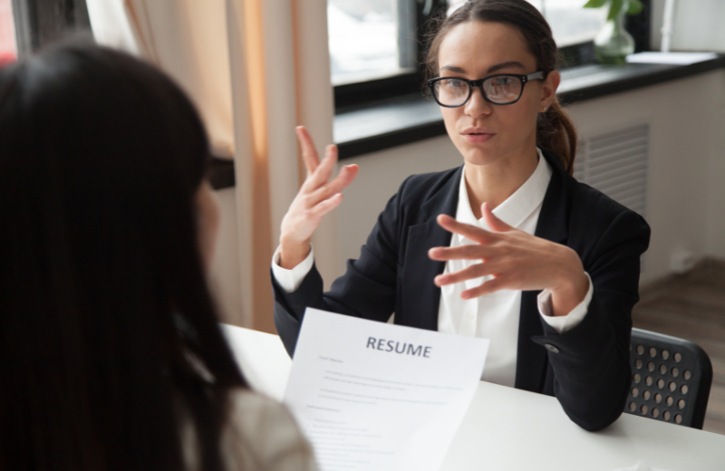 Image of someone in an interview.