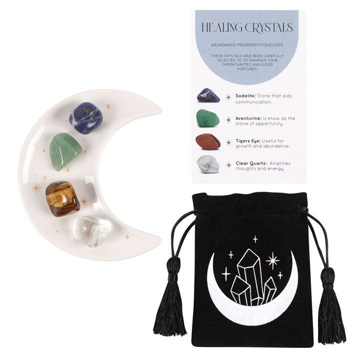 Image of Success Healing Crystal Set with Moon Trinket Dish