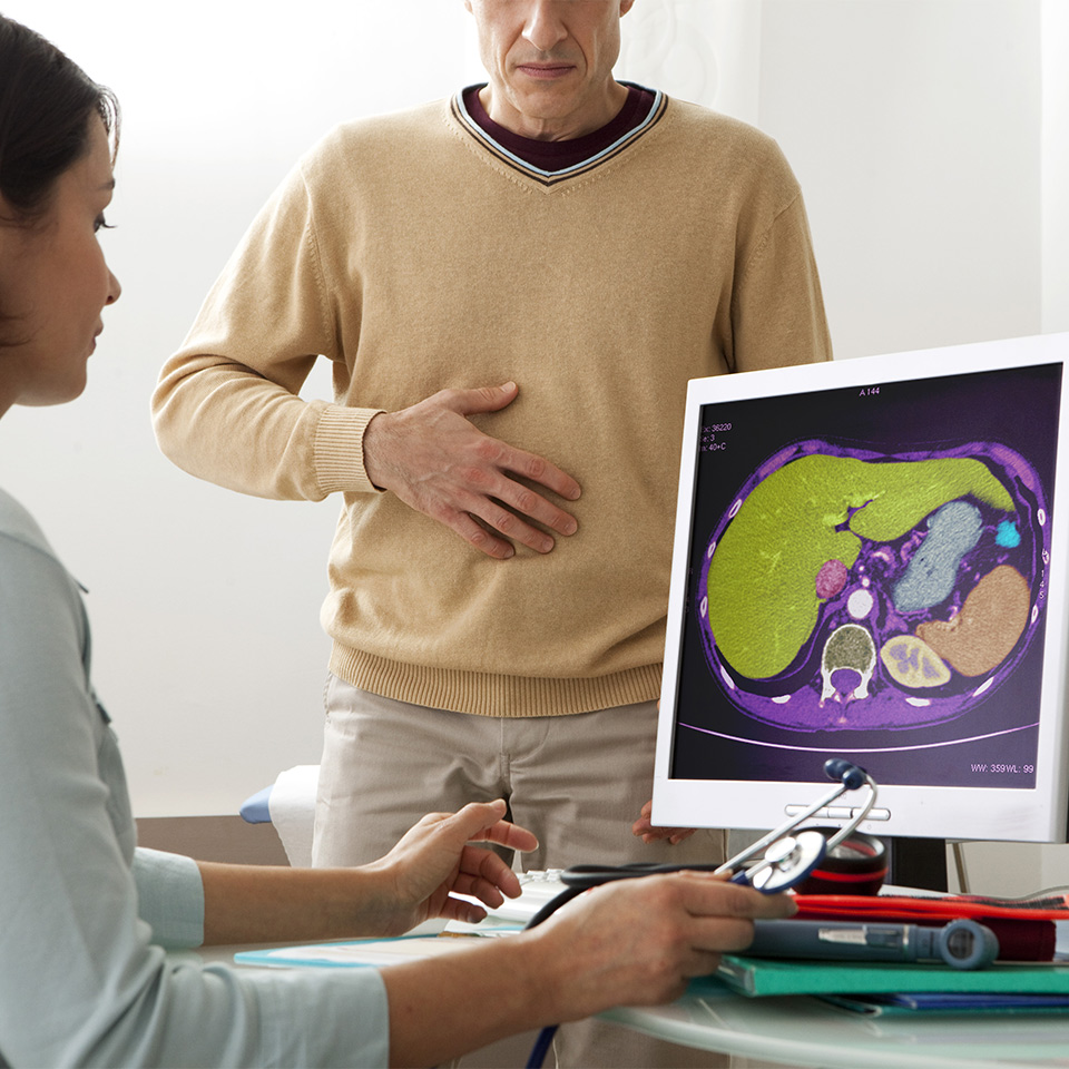 Patient and doctor in a gastroenterology consultation
