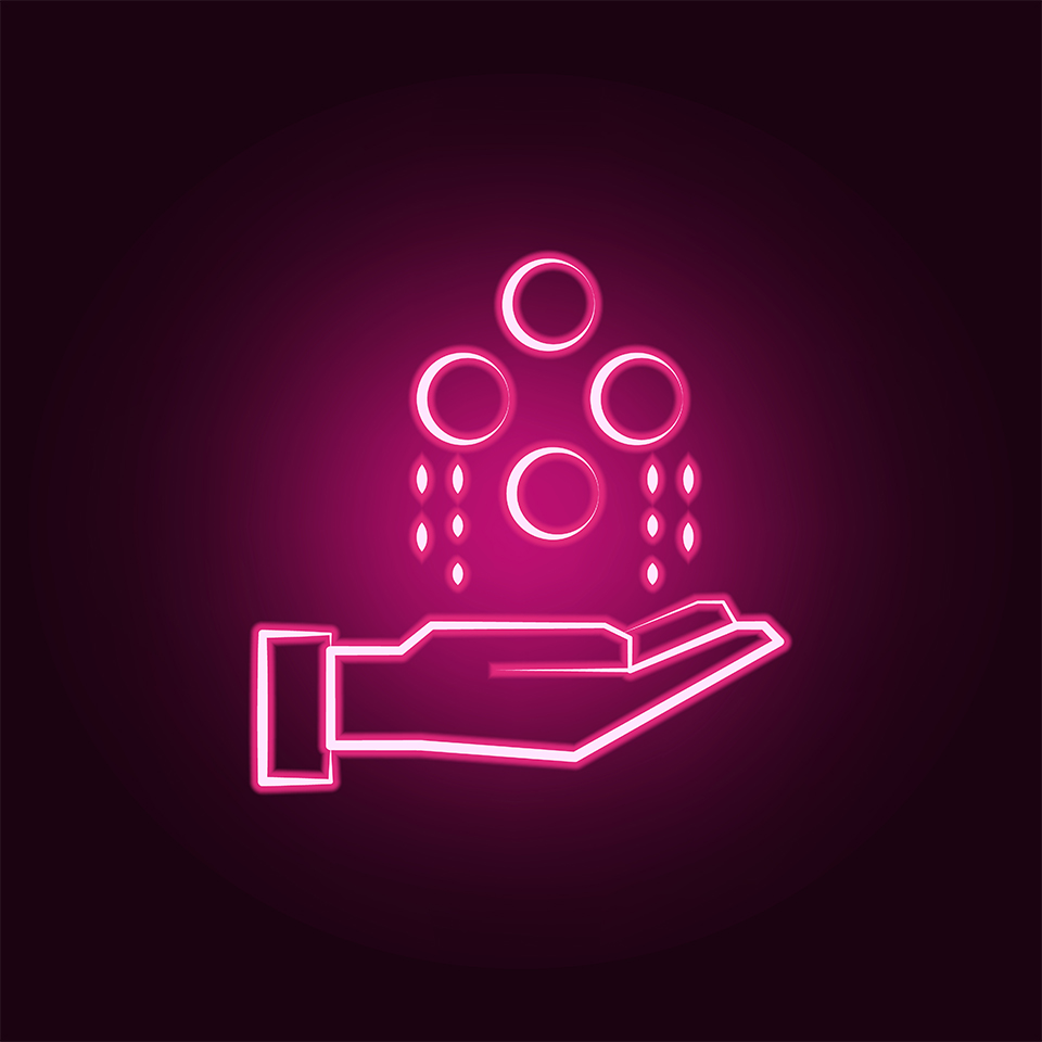 Neon icon for telekinesis