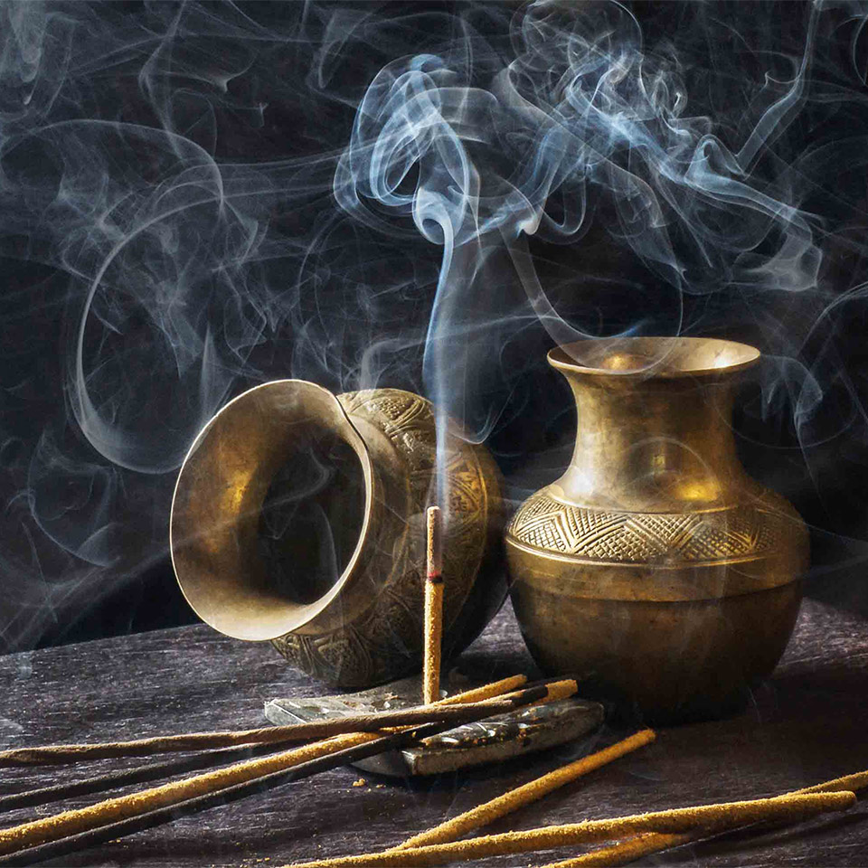 Incense sticks and Indian vases