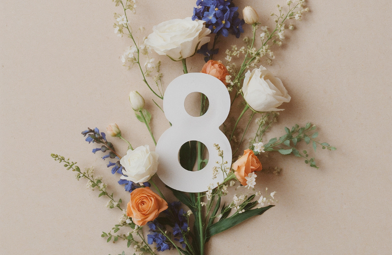 number 8 and flowers