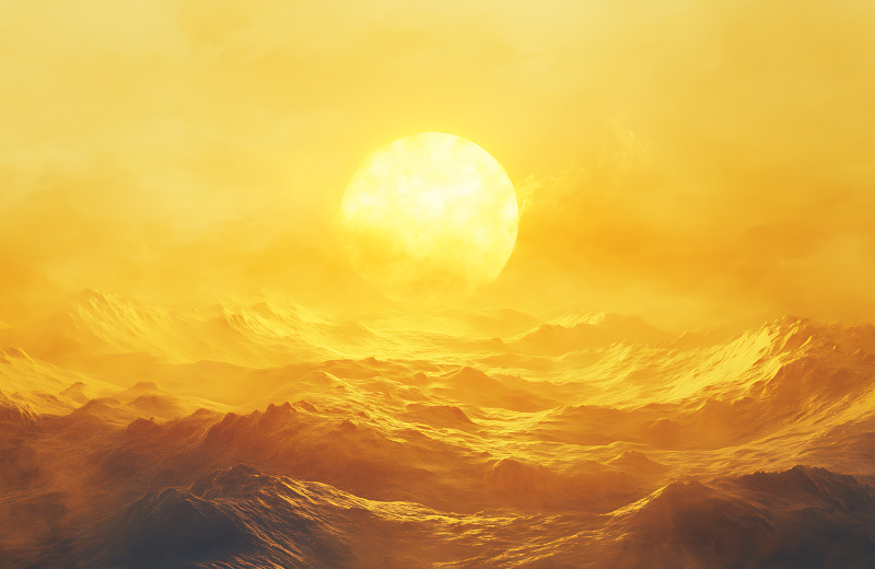 Image of a yellow sunrise.