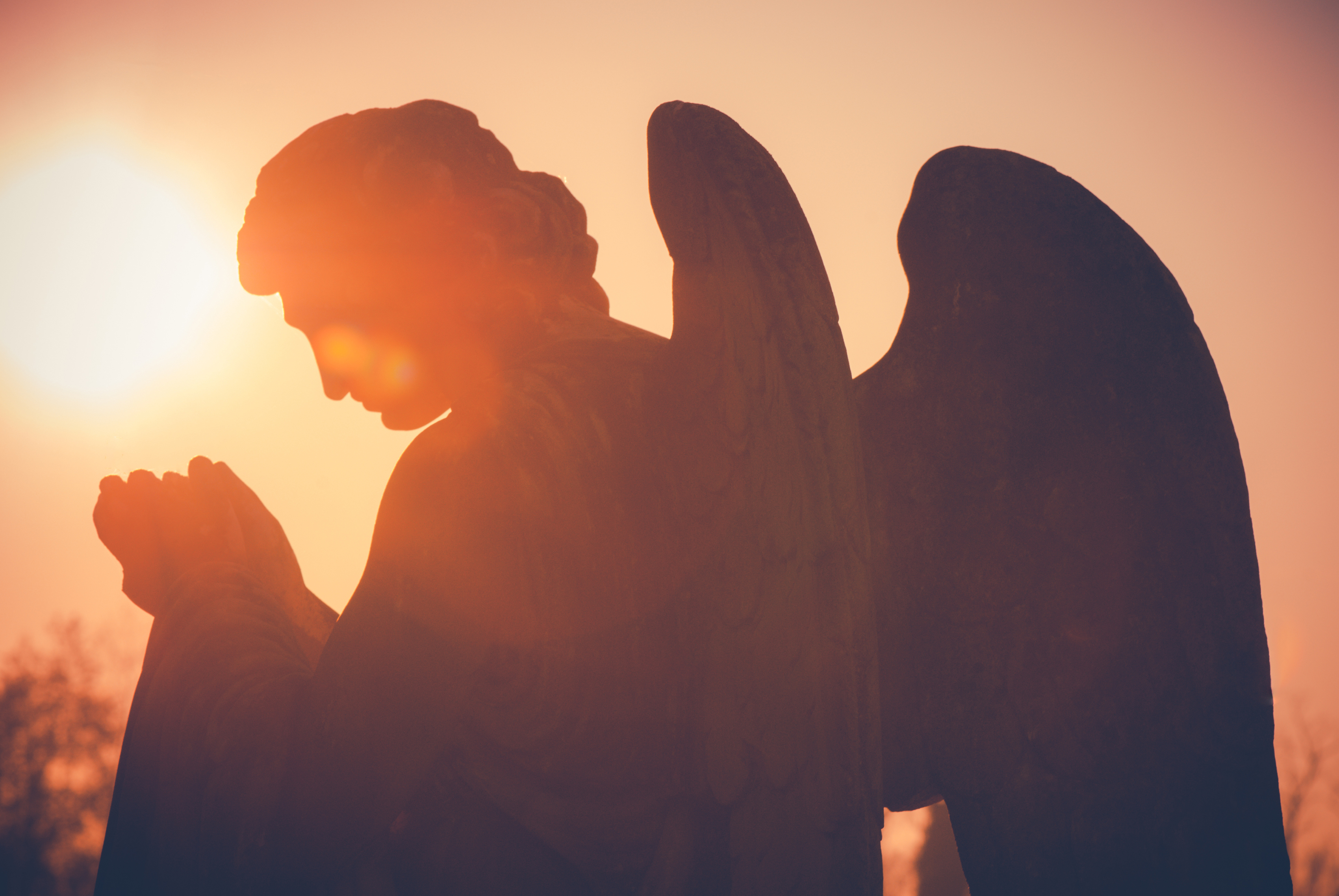 Image of an angel at sunset