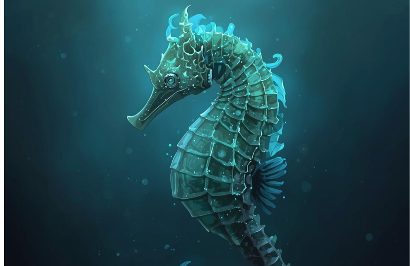 mythical sea horse artwork