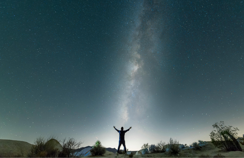 Image of someone looking up at the stars.