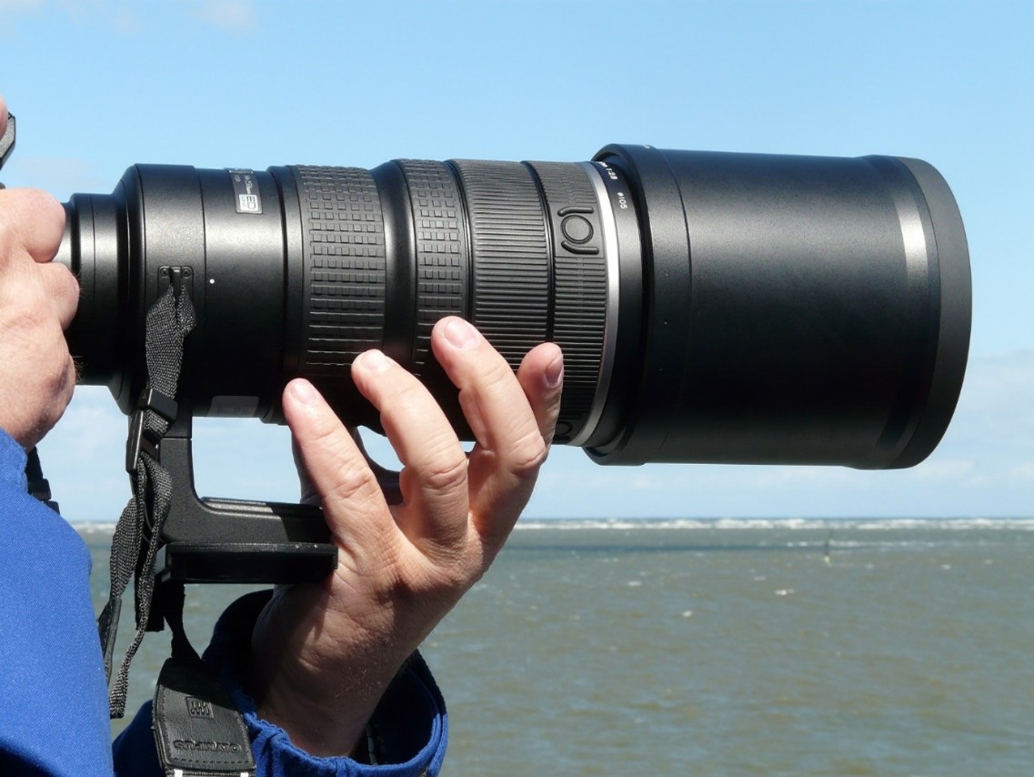 A large camera lens