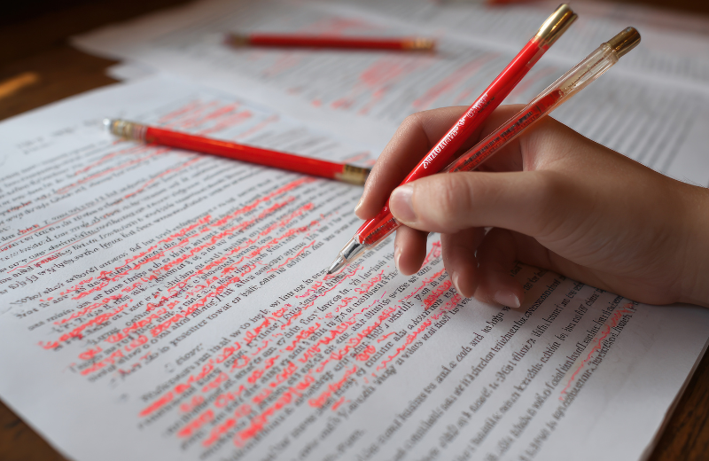 Image of someone editing their work.
