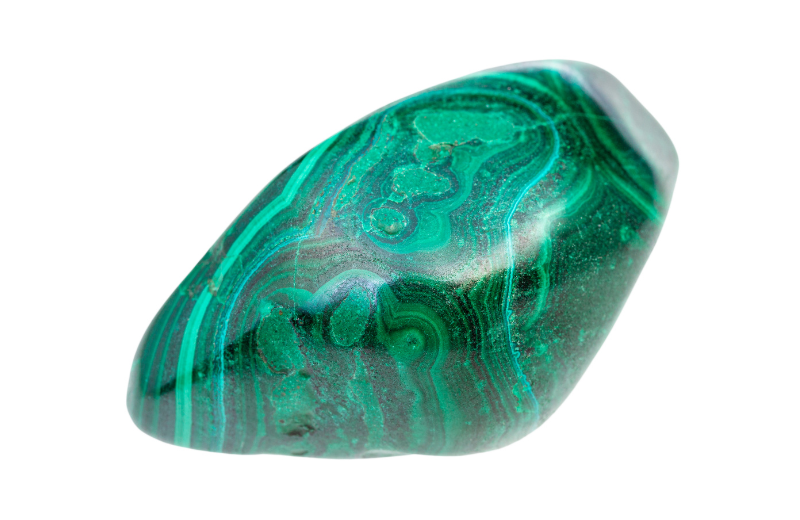 Malachite crystal white background