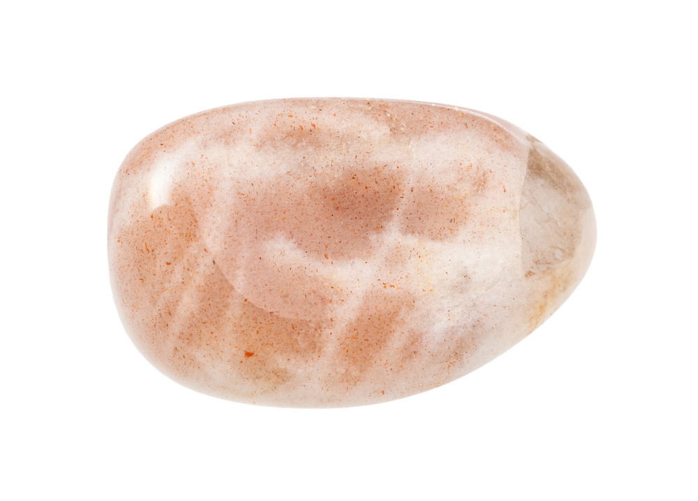 A piece of Pink Moonstone on a white background