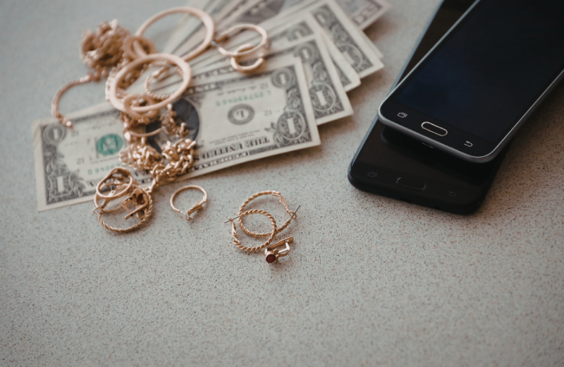 Money and jewelry representing materialism