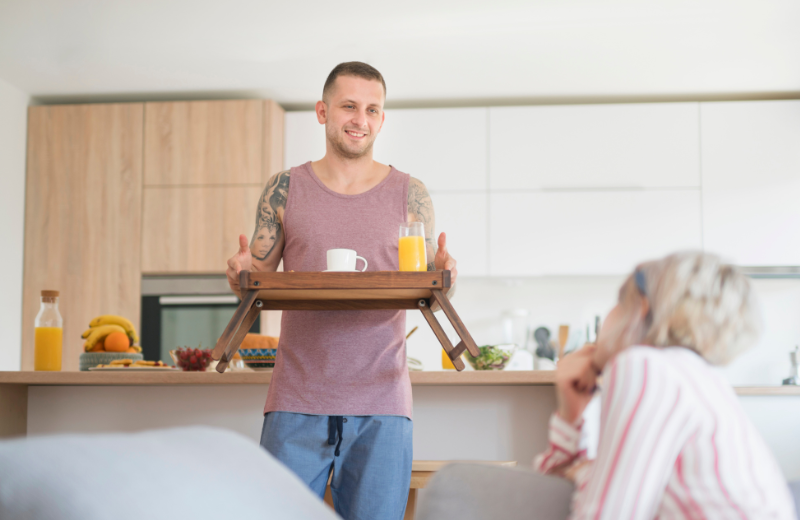Image of someone making breakfast.
