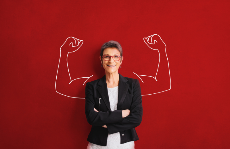 Image of someone standing with muscles drawn next to them.