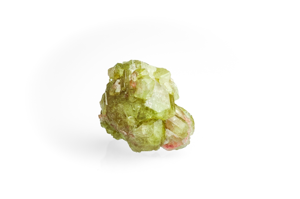 A piece of Vesuvianite on a white background