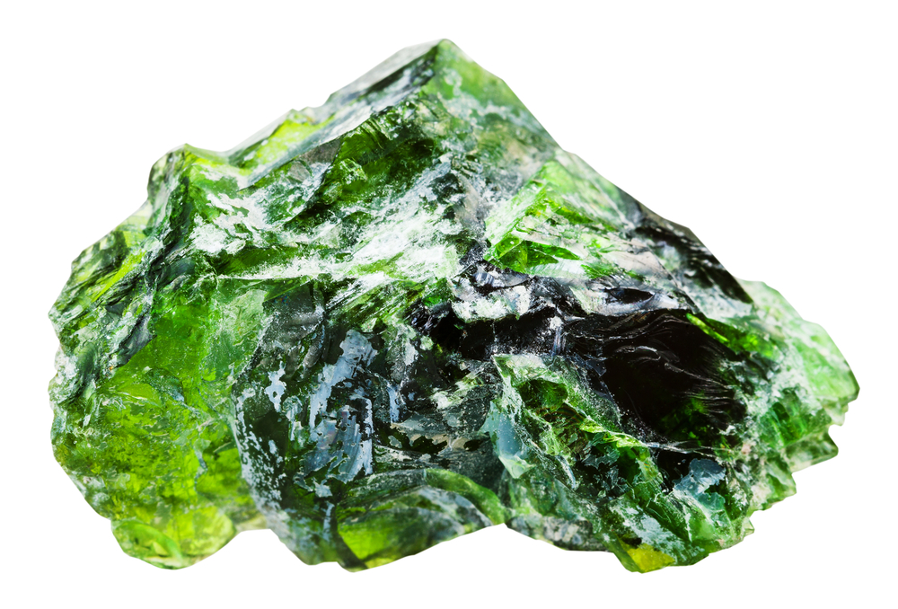A piece of Diopside on a white background