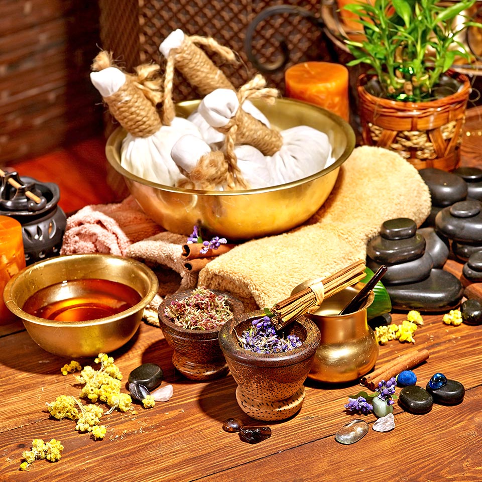 Naturopathic tools on a wooden table