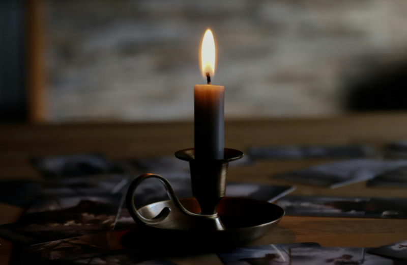 lit black candle
