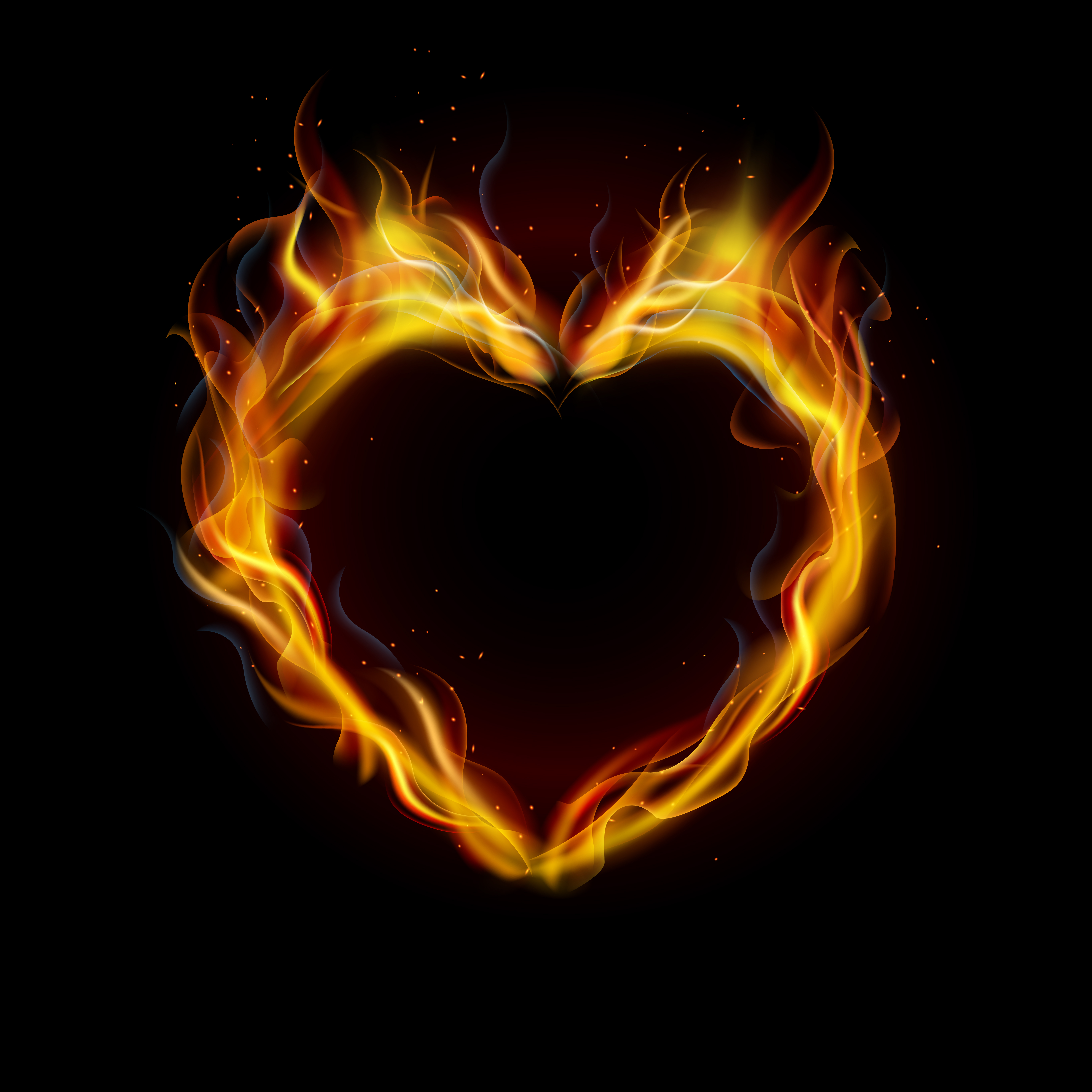 A love heart made out of fire