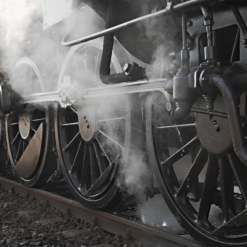 Close up of a steam locomotive