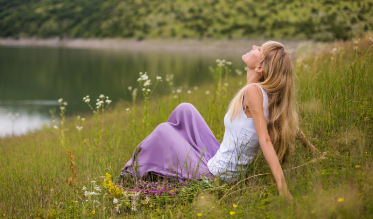 woman relaxing in nature