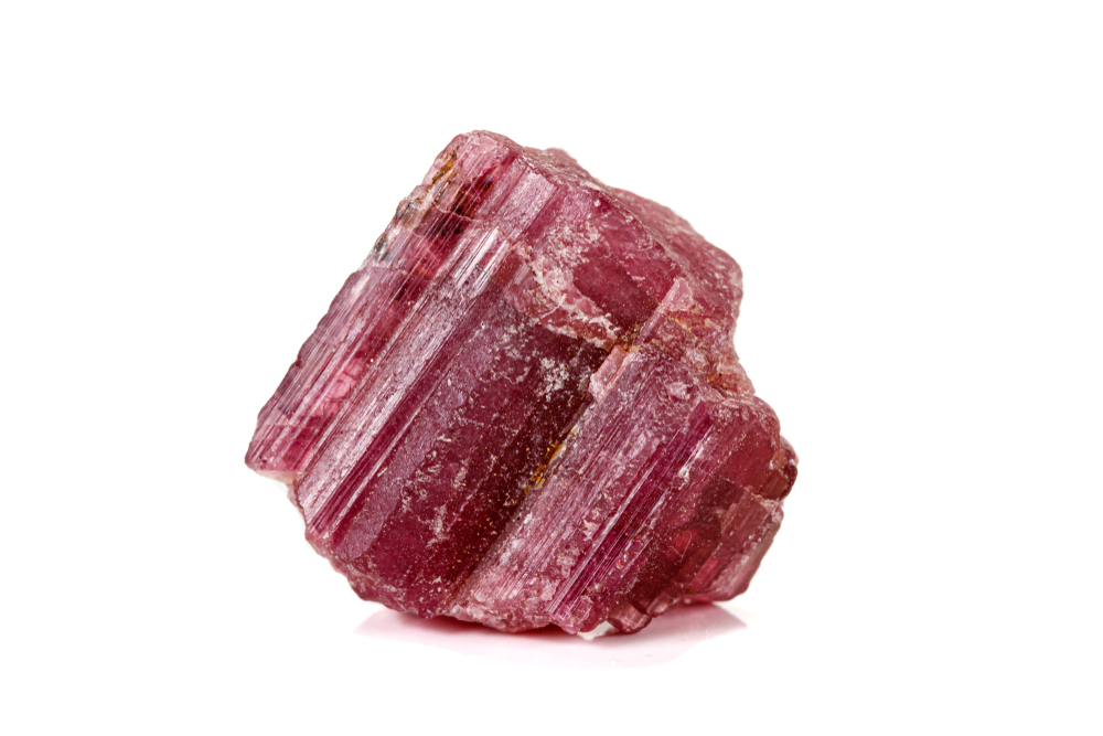 A piece of Red Tourmaline on a white background
