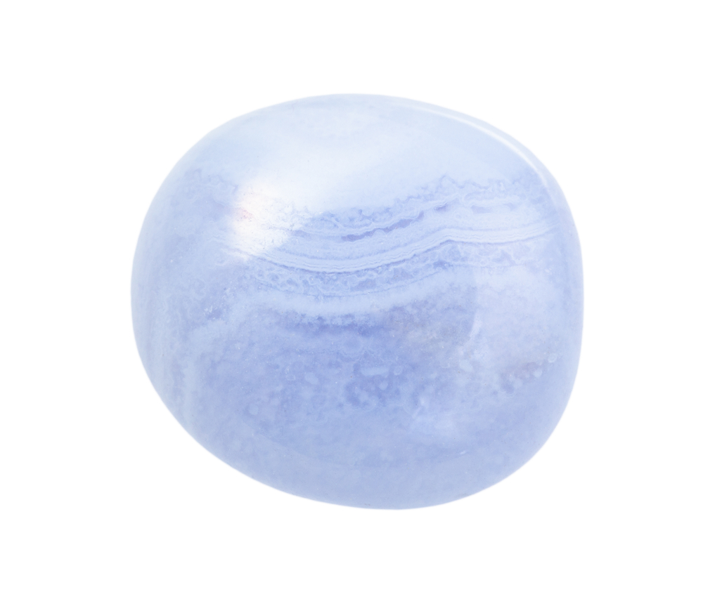 A piece of Blue Chalcedony on a white background