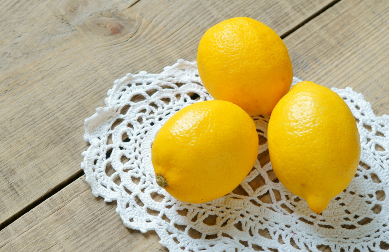 lemons on a crochet napkin