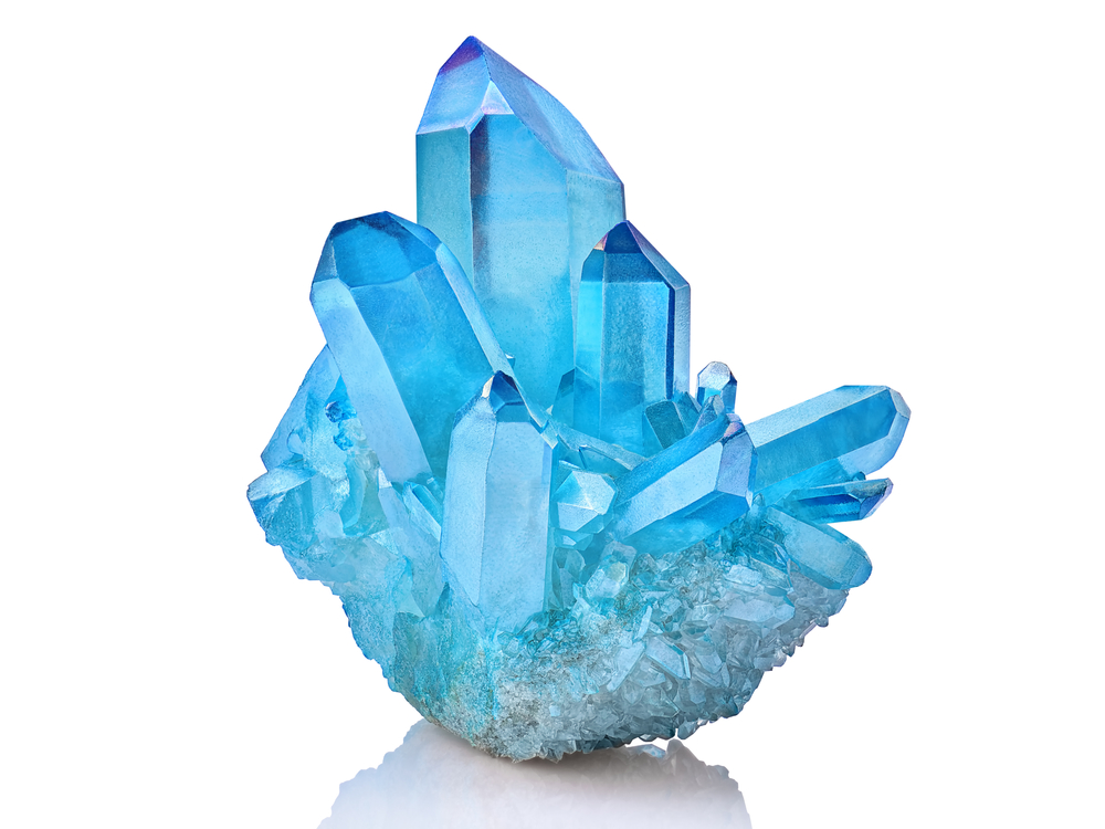 A piece of Blue Quartz on a white background