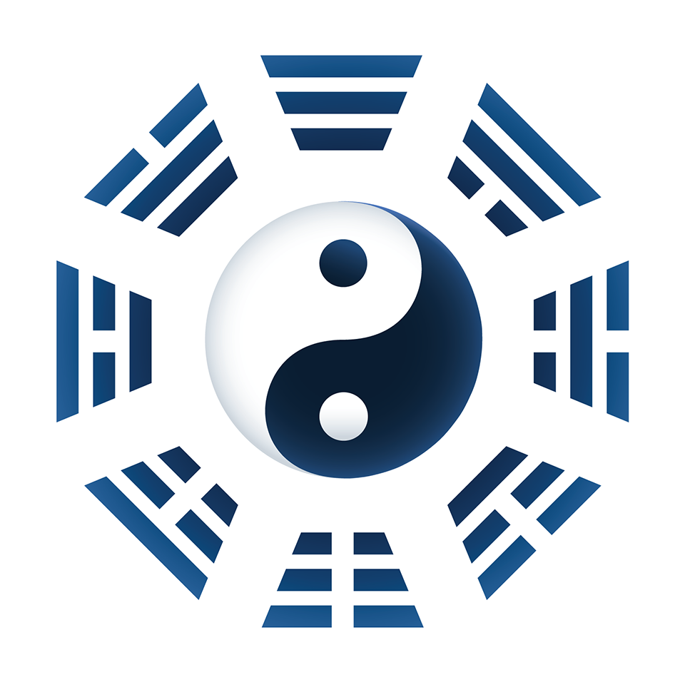 Trigrams or Bagua of I Ching - Yin Yang symbol in the middle