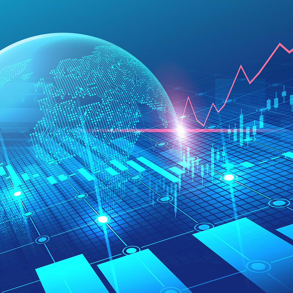 World map with graph in futuristic concept