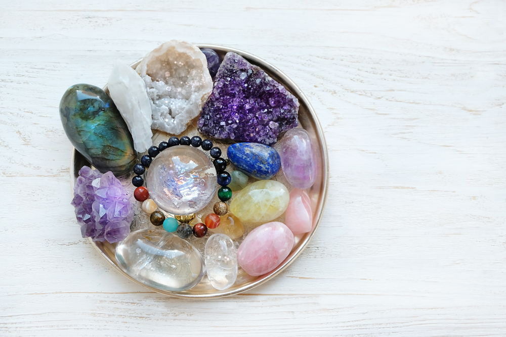 A bowl of powerful crystals in a wealth corner