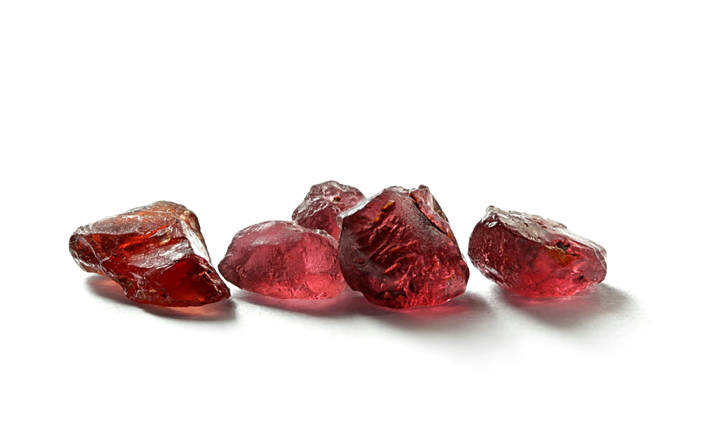 Pieces of Garnet on a white background