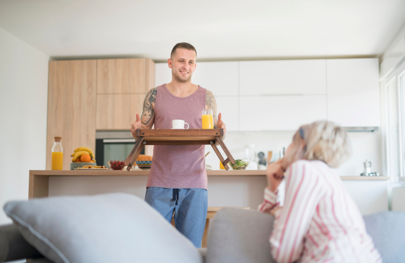 Image of someone making breakfast.